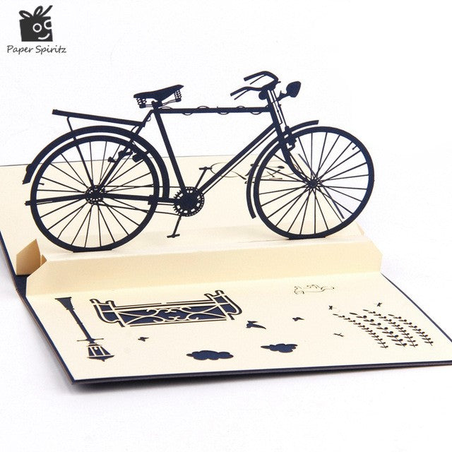 3-D Popup Vintage Bike Card