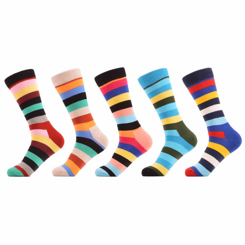 Assorted Calf-Length Striped Cycling Socks (5 pair)