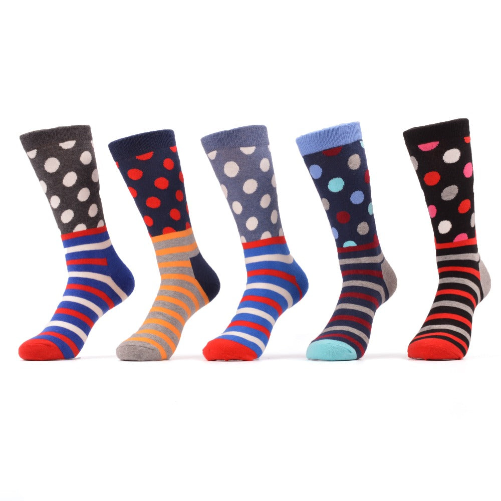 Assorted Calf-Length Polka Dot Cycling Socks (5 pair)