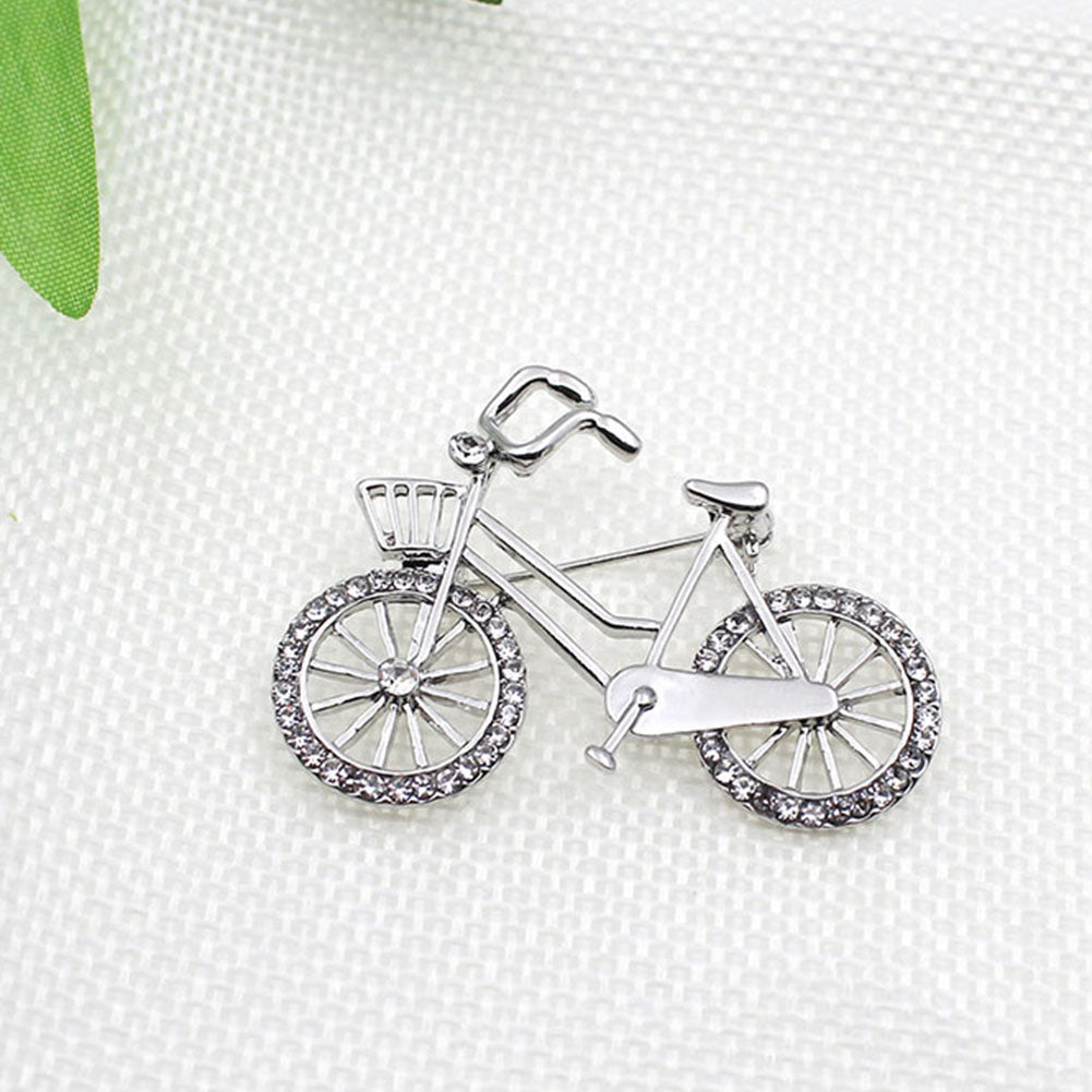 Rhinestone Bicycle Brooch (Silver)