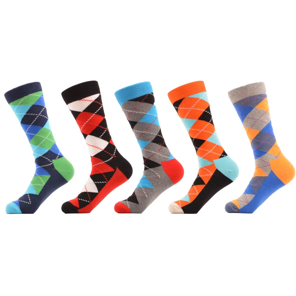 Assorted Calf-Length Argyle Cycling Socks (5 pair)