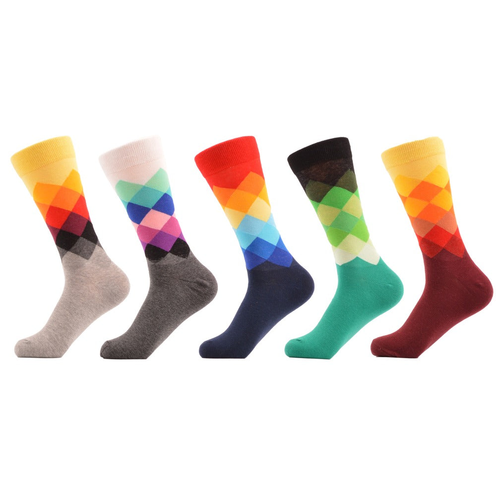 Assorted Calf-Length Diamond Cycling Socks (5 pair)
