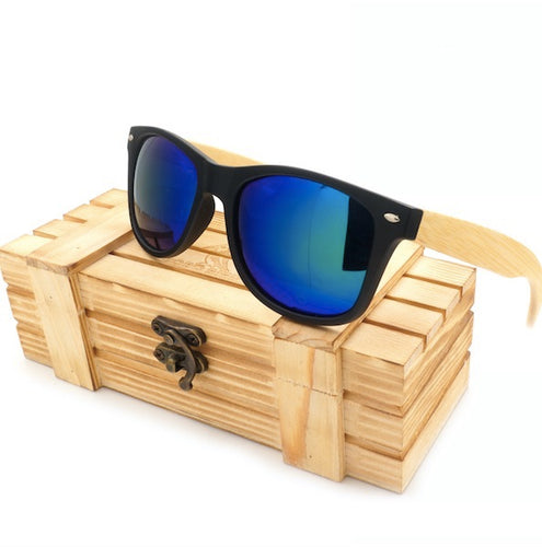 Polarized Vintage Sunglasses with Bamboo Sides