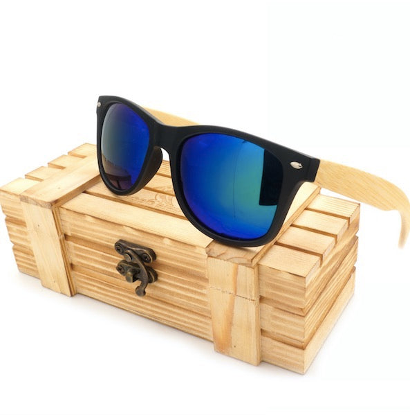 Polarized Vintage Sunglasses with Bamboo Sides