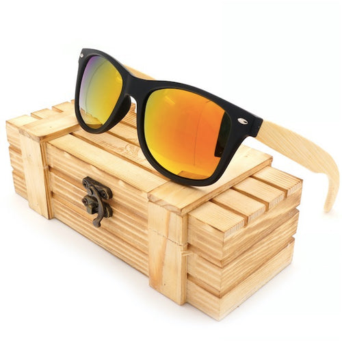 Polarized Vintage Sunglasses with Bamboo Sides