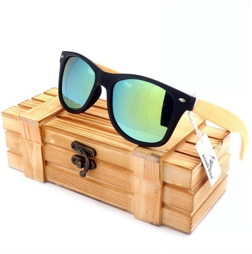 Polarized Vintage Sunglasses with Bamboo Sides