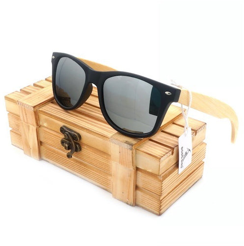 Polarized Vintage Sunglasses with Bamboo Sides