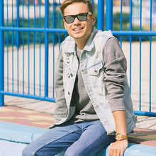 Polarized Vintage Sunglasses with Bamboo Sides