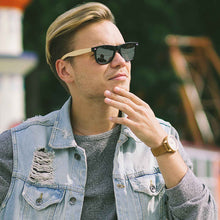 Polarized Vintage Sunglasses with Bamboo Sides