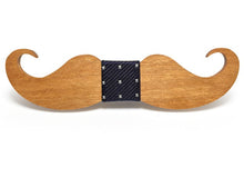 Wooden Mustache Bow Tie (Natural)