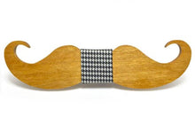 Wooden Mustache Bow Tie (Natural)