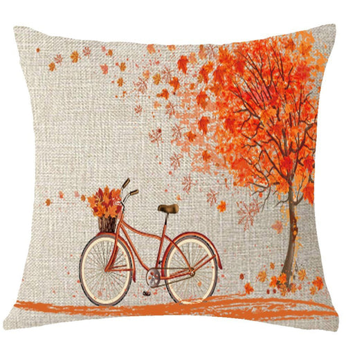 Autumn Bicycle Throw Pillow Cover