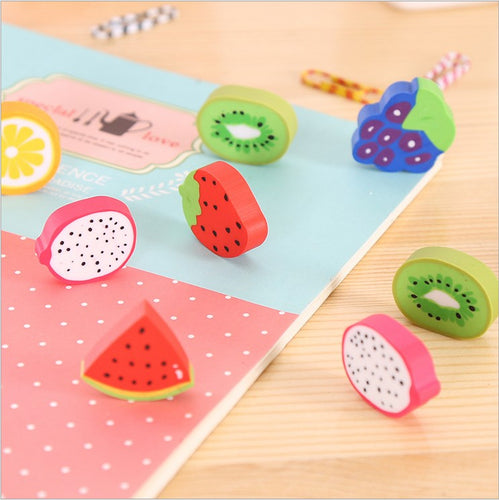 8pcs Creative Mini Fruit Pattern Eraser for Students Stationery (Random Color)