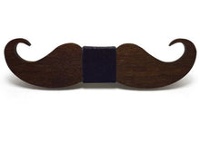Wooden Mustache Bow Tie (Dark)