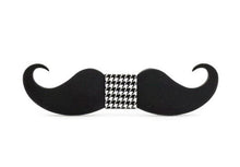 Wooden Mustache Bow Tie (Dark)