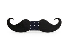Wooden Mustache Bow Tie (Dark)