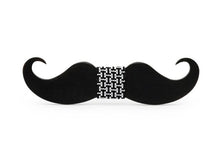 Wooden Mustache Bow Tie (Dark)