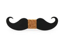 Wooden Mustache Bow Tie (Dark)