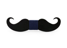 Wooden Mustache Bow Tie (Dark)