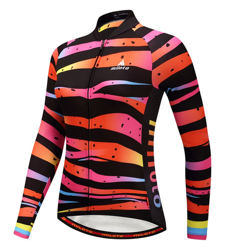 Women's Long-Sleeve Miloto Cycling Jersey (Stripes)