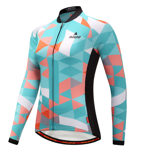 Women's Long-Sleeve Miloto Cycling Jersey (Sea Glass)