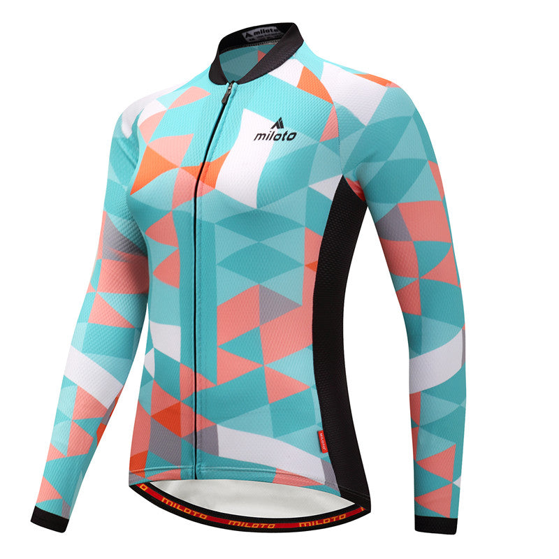 Women's Long-Sleeve Miloto Cycling Jersey (Sea Glass)