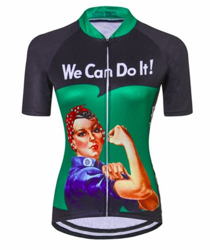Women's Retro We-Can-Do-It Cycling Jersey (Green)