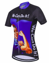 Women's Retro We-Can-Do-It Cycling Jersey (Blue)