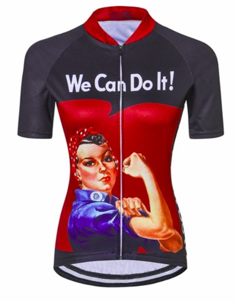 Women's Retro We-Can-Do-It Cycling Jersey (Red)